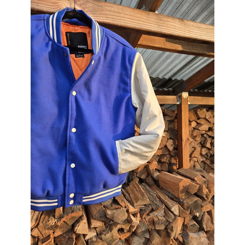 Robert Phillipe Varsity Jacket Blue & White Men's Large